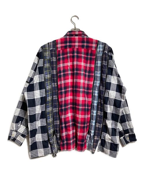 Rebuild by Needles（リビルドバイニードルス）Rebuild by Needles (リビルドバイニードルス) Cuts Zipped Wide Shirt/カッツジップドワイドシャツ ネイビー×レッド サイズ:－の古着・服飾アイテム