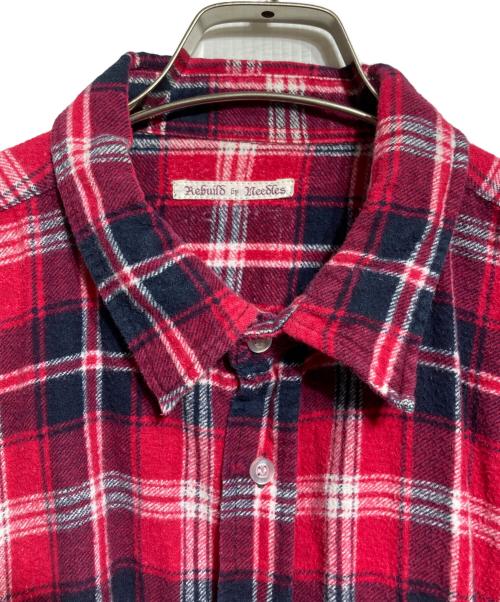 Rebuild by Needles（リビルドバイニードルス）Rebuild by Needles (リビルドバイニードルス) Cuts Zipped Wide Shirt/カッツジップドワイドシャツ ネイビー×レッド サイズ:－の古着・服飾アイテム