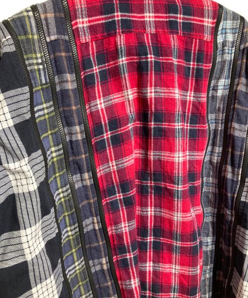 Rebuild by Needles（リビルドバイニードルス）Rebuild by Needles (リビルドバイニードルス) Cuts Zipped Wide Shirt/カッツジップドワイドシャツ ネイビー×レッド サイズ:－の古着・服飾アイテム