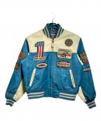 HARLEY-DAVIDSONハーレーダビッドソン）の古着「レザーMA-１ジャケット/Leather jacket」｜アイボリー×ブルー