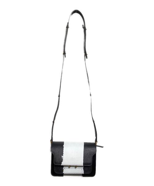MARNI（マルニ）MARNI (マルニ) トランクナノレザーショルダーバッグ / Trunk Nano Leather Shoulder Bag ホワイト×ブラックの古着・服飾アイテム