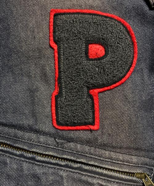 PINK HOUSE（ピンクハウス）PINK HOUSE (ピンクハウス) レザー×デニムスタジャン/Leather & Denim Varsity Jacket ブルー×ブラック サイズ:－の古着・服飾アイテム