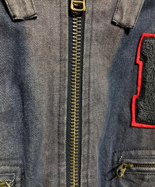 PINK HOUSE（ピンクハウス）PINK HOUSE (ピンクハウス) レザー×デニムスタジャン/Leather & Denim Varsity Jacket ブルー×ブラック サイズ:－の古着・服飾アイテム