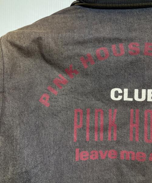 PINK HOUSE（ピンクハウス）PINK HOUSE (ピンクハウス) レザー×デニムスタジャン/Leather & Denim Varsity Jacket ブルー×ブラック サイズ:－の古着・服飾アイテム