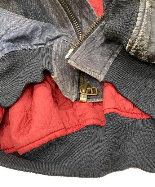 PINK HOUSE（ピンクハウス）PINK HOUSE (ピンクハウス) レザー×デニムスタジャン/Leather & Denim Varsity Jacket ブルー×ブラック サイズ:－の古着・服飾アイテム