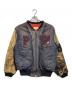 PINK HOUSE（ピンクハウス）の古着「レザー×デニムスタジャン/Leather & Denim Varsity Jacket」｜ブルー×ブラック