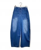SOEMINソエミン）の古着「スウェットドッキングデニム/Denim docking sweatpants」｜インディゴ×グレー
