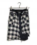 SASQUATCHfabrix.サスクワッチファブリックス）の古着「オンブレ腰巻スカーフ/Ombré waist-wrap scarf」｜ホワイト×ブラック