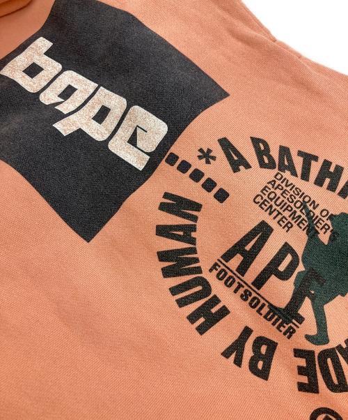 A BATHING APE（アベイシングエイプ）A BATHING APE (アベイシングエイプ) 90s ダブルフェイス後付けパーカー ピンク サイズ:Lの古着・服飾アイテム