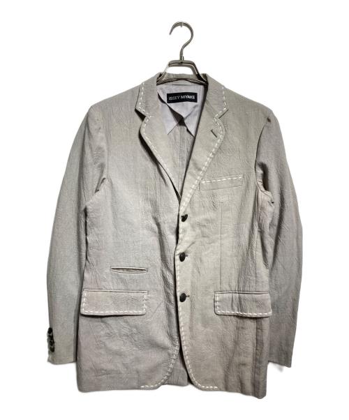 ISSEY MIYAKE（イッセイミヤケ）ISSEY MIYAKE (イッセイミヤケ) ステッチデザインリネンジャケット/Stitched Linen Jacket グレー サイズ:2の古着・服飾アイテム