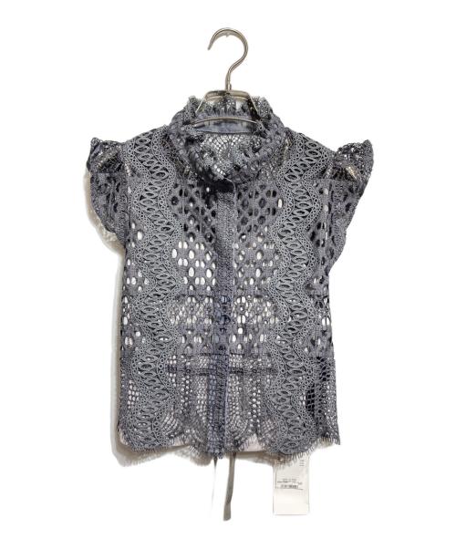 Snidel（スナイデル）Snidel (スナイデル) ジャガードレースペプラムブラウス/Jacquard Lace Peplum Blouse グレー サイズ:Freeの古着・服飾アイテム