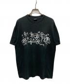 stussyステューシー）の古着「フラワーグラフィックTEE」｜ブラック