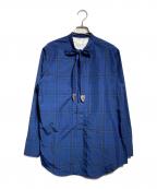 TOGA PULLAトーガ プルラ）の古着「ボウタイチェックシャツ/Checked Bow-Tie Shirt」｜ネイビー