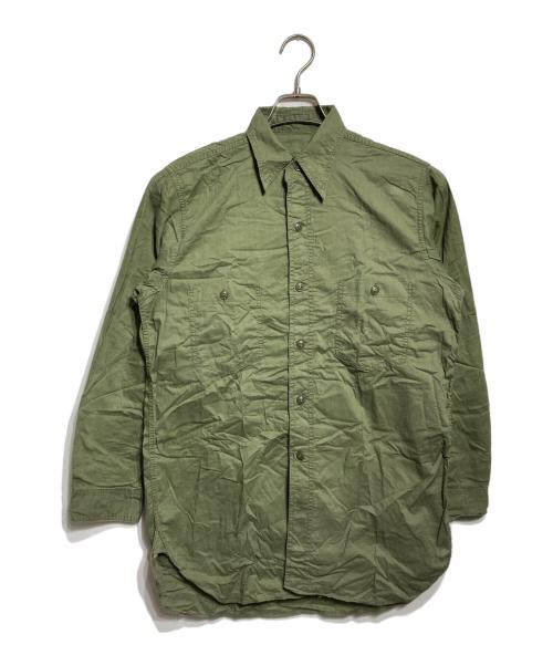 U'S NAVY（ユーエスネイビー）U'S NAVY (ユーエスネイビー) 40'S~ N-3トロピカルポプリンシャツ カーキ サイズ:14 1/2の古着・服飾アイテム