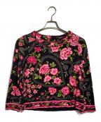 LEONARD FASHIONレオナールファッション）の古着「花柄カットソー/Floral print top」｜ブラック