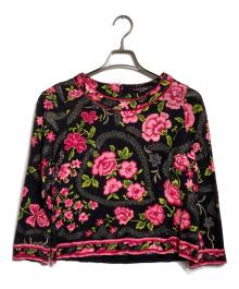 LEONARD FASHION（レオナールファッション）の古着「花柄カットソー/Floral print top」｜ブラック
