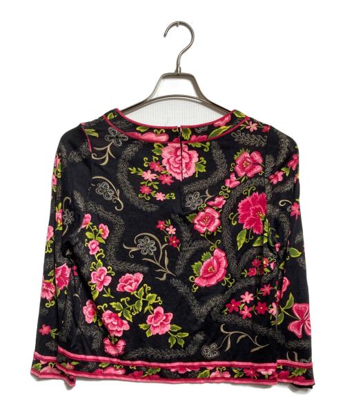 LEONARD FASHION（レオナールファッション）LEONARD FASHION (レオナールファッション) 花柄カットソー/Floral print top ブラック サイズ:LLの古着・服飾アイテム