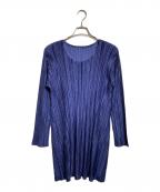 PLEATS PLEASEプリーツプリーズ）の古着「シャイニープリーツコクーンワンピース/Shiny Pleated Cocoon Dress」｜ネイビー