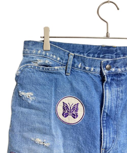 Needles（ニードルズ）Needles (ニードルズ) ASSORTED PATCHES STRAIGHT JEAN/アソートパッチ ストレートジーンズ インディゴ サイズ:Lの古着・服飾アイテム