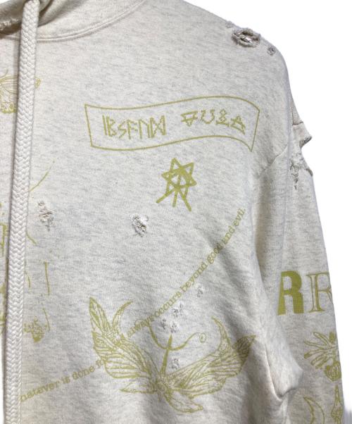 rurumu:（ルルムウ）rurumu: (ルルムウ) echoes printed hoodie ベージュ サイズ:Mの古着・服飾アイテム