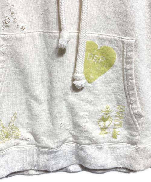 rurumu:（ルルムウ）rurumu: (ルルムウ) echoes printed hoodie ベージュ サイズ:Mの古着・服飾アイテム