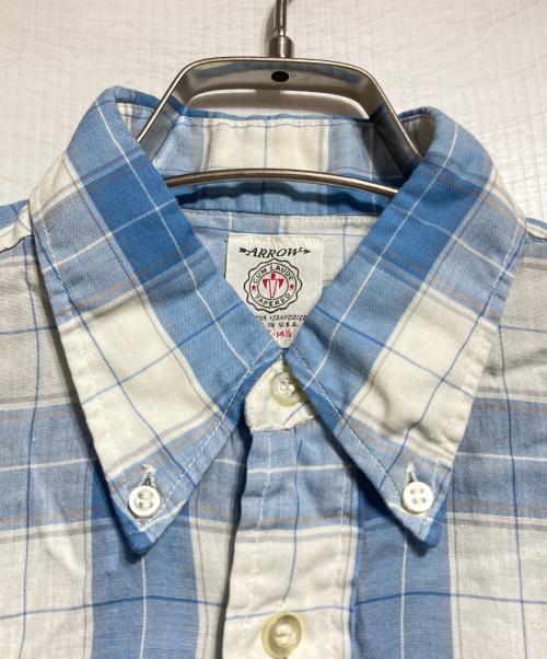 ARROW（アロー）ARROW (アロー) 60's ブロックチェックシャツ/1960s Block-Check Shirt ブルー サイズ:Sの古着・服飾アイテム