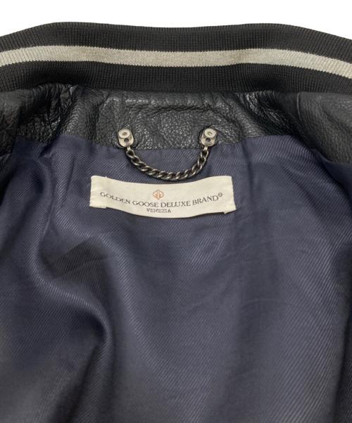 GOLDEN GOOSE（ゴールデングース）GOLDEN GOOSE (ゴールデングース) カウレザースタジャン ブラック サイズ:Ｓの古着・服飾アイテム