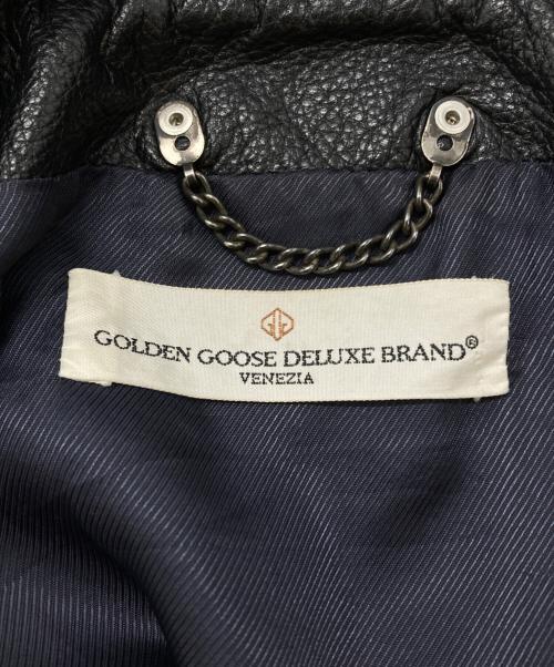 GOLDEN GOOSE（ゴールデングース）GOLDEN GOOSE (ゴールデングース) カウレザースタジャン ブラック サイズ:Ｓの古着・服飾アイテム