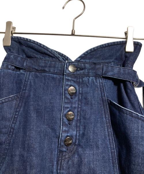 Belle vintage（ベル ヴィンテージ）Belle vintage (ベル ヴィンテージ) デニムドッキングュールスカート/Denim-paneled tulle skirt アイボリー×インディゴ サイズ:Fの古着・服飾アイテム