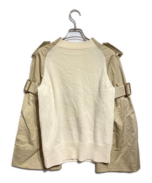 sacai（サカイ）sacai (サカイ) トレンチハイブリッドニット/Trench-style hybrid knit top アイボリー×ブラウン サイズ:1の古着・服飾アイテム