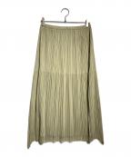 PLEATS PLEASEプリーツプリーズ）の古着「プリーツロングスカート/Long pleated skirt」｜グリーン