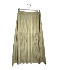 PLEATS PLEASE（プリーツプリーズ）の古着「プリーツロングスカート/Long pleated skirt」｜グリーン