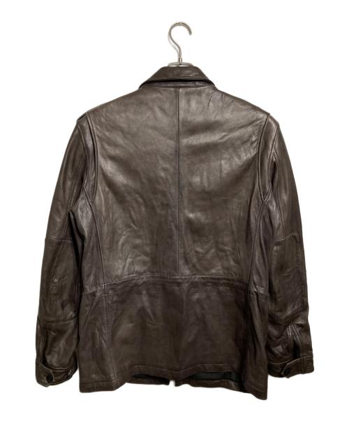 ELIE TAHARI（エリータハリ）ELIE TAHARI (エリータハリ) レザーカバーオール ブラウン サイズ:不明（実寸参照)の古着・服飾アイテム