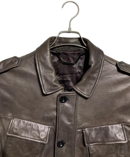 ELIE TAHARI（エリータハリ）ELIE TAHARI (エリータハリ) レザーカバーオール ブラウン サイズ:不明（実寸参照)の古着・服飾アイテム