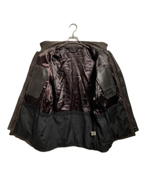 ELIE TAHARI（エリータハリ）ELIE TAHARI (エリータハリ) レザーカバーオール ブラウン サイズ:不明（実寸参照)の古着・服飾アイテム