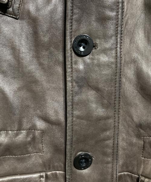 ELIE TAHARI（エリータハリ）ELIE TAHARI (エリータハリ) レザーカバーオール ブラウン サイズ:不明（実寸参照)の古着・服飾アイテム