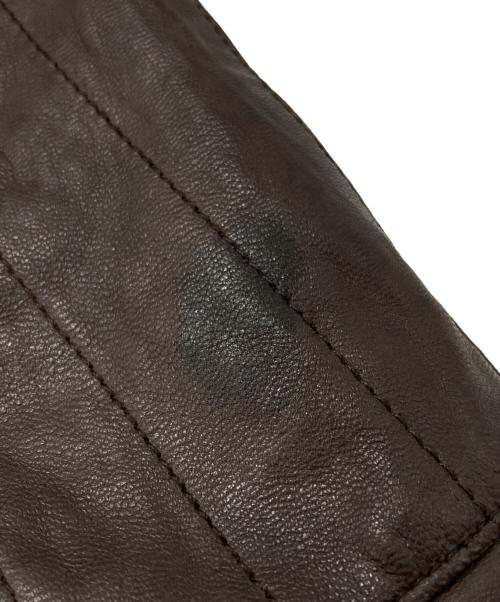 ELIE TAHARI（エリータハリ）ELIE TAHARI (エリータハリ) レザーカバーオール ブラウン サイズ:不明（実寸参照)の古着・服飾アイテム