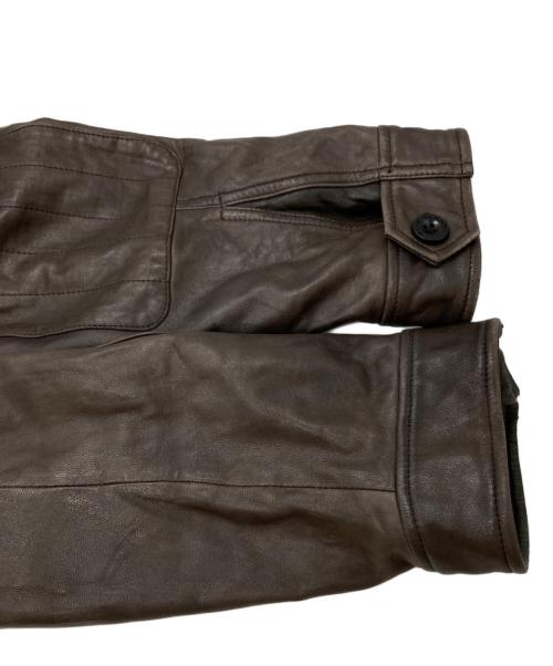 ELIE TAHARI（エリータハリ）ELIE TAHARI (エリータハリ) レザーカバーオール ブラウン サイズ:不明（実寸参照)の古着・服飾アイテム