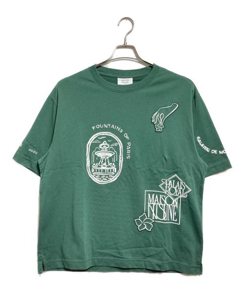 maison kitsune（メゾンキツネ）maison kitsune (メゾンキツネ) ART NOUVEAU STAMPS オーバーサイズ Tee グリーン サイズ:Sの古着・服飾アイテム