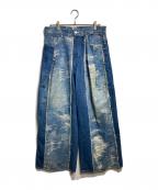 TAAKKターク）の古着「DESIGN WIDE DENIM PANTS/デザインワイドデニムパンツ」｜インディゴ