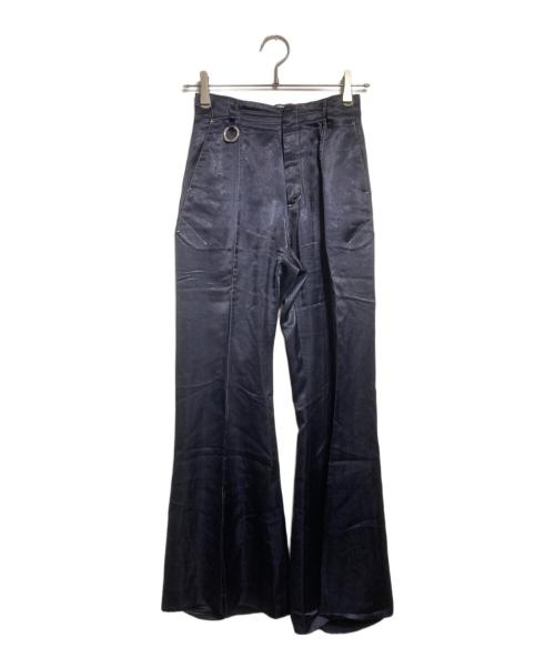 YOHEI OHNO（ヨウヘイオオノ）YOHEI OHNO (ヨウヘイオオノ) Our Basic Satin Flare ネイビー サイズ:34の古着・服飾アイテム