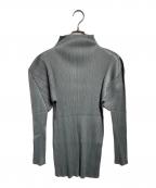 ISSEY MIYAKEイッセイミヤケ）の古着「プリーツハイネック長袖カットソー/Pleated High-Neck Long-Sleeve Top」｜グリーン