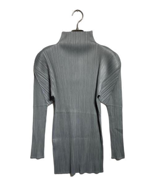 ISSEY MIYAKE（イッセイミヤケ）ISSEY MIYAKE (イッセイミヤケ) プリーツハイネック長袖カットソー/Pleated High-Neck Long-Sleeve Top グリーン サイズ:Mの古着・服飾アイテム