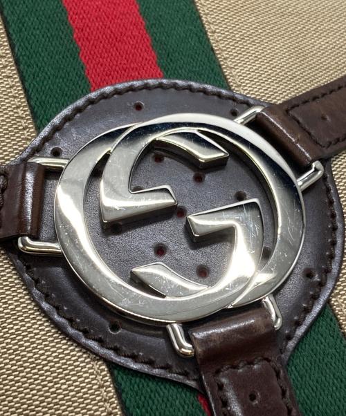 GUCCI（グッチ）GUCCI (グッチ) インターロッキングG シェリーラインバッグ ベージュ×ブラウンの古着・服飾アイテム