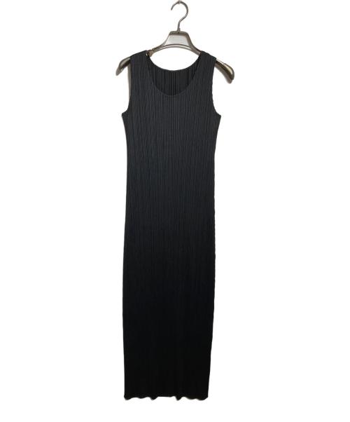 PLEATS PLEASE（プリーツプリーズ）PLEATS PLEASE (プリーツプリーズ) ノースリーブプリーツワンピース/ Sleeveless pleated dress ブラック サイズ:1の古着・服飾アイテム