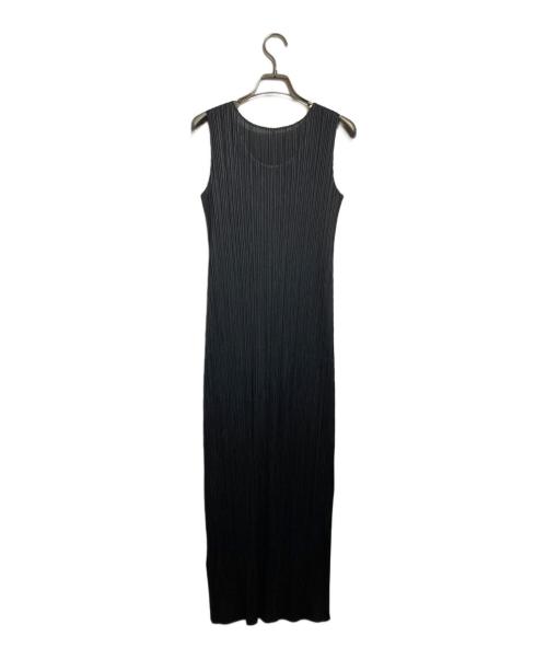 PLEATS PLEASE（プリーツプリーズ）PLEATS PLEASE (プリーツプリーズ) ノースリーブプリーツワンピース/ Sleeveless pleated dress ブラック サイズ:1の古着・服飾アイテム