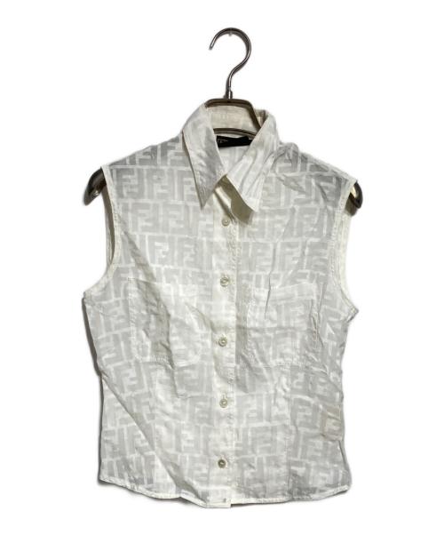 FENDI（フェンディ）FENDI (フェンディ) ズッカ柄ノースリーブシアーシャツ ホワイト サイズ:38の古着・服飾アイテム