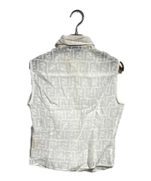 FENDI（フェンディ）FENDI (フェンディ) ズッカ柄ノースリーブシアーシャツ ホワイト サイズ:38の古着・服飾アイテム