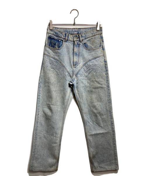 Y. PROJECT（ワイプロジェクト）Y. PROJECT (ワイプロジェクト) ラインストーンデニムパンツ/Rhinestone denim pants インディゴ サイズ:28の古着・服飾アイテム