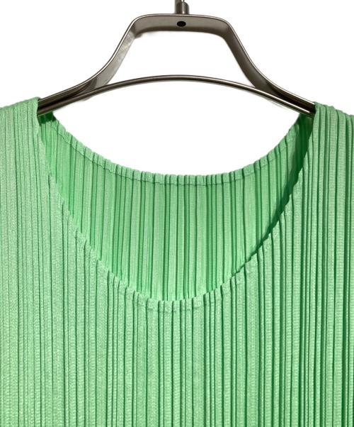 PLEATS PLEASE（プリーツプリーズ）PLEATS PLEASE (プリーツプリーズ) フリル装飾プリーツノースリーブワンピース グリーン サイズ:4の古着・服飾アイテム
